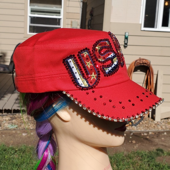 New Red USA BLING Hat - Picture 2 of 4